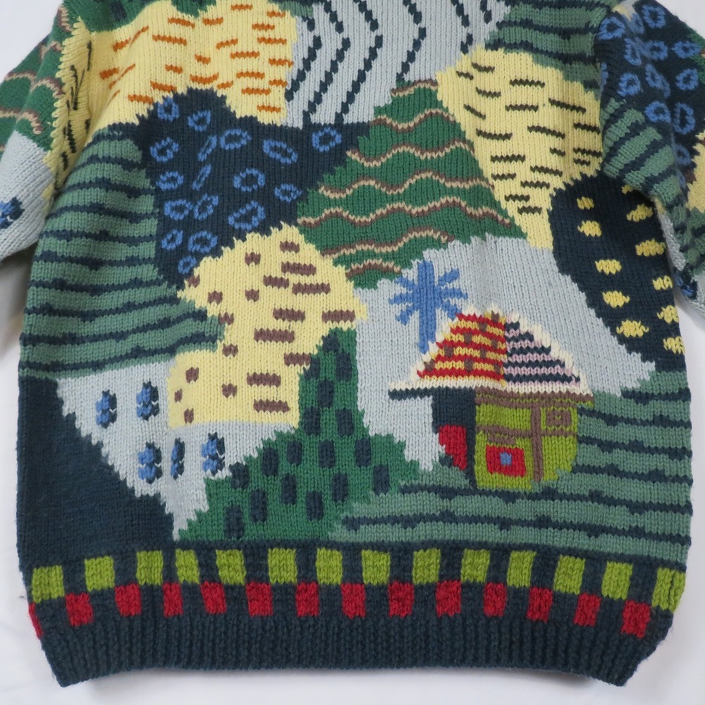 Roberta‎ Frost Hand Knitted 100% Wool Sweater Colorful Art to Wear Medium - Picture 11 of 13